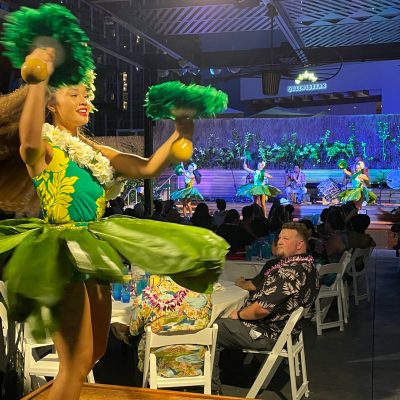 a group of people sitting at a table
