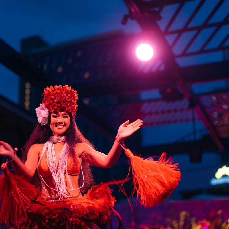 a person standing in front of a stage